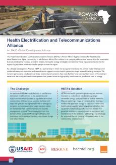Power Africa Health Electrification and Telecommunications Alliance (HETA) Fact Sheet English Cover