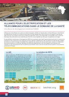 Power Africa Health Electrification and Telecommunications Alliance (HETA) Fact Sheet French Cover