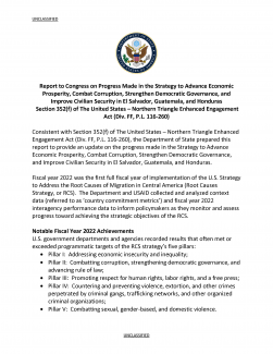 Addressing the Root Causes of Migration in Central America - FY 2022 Progress Report to Congress