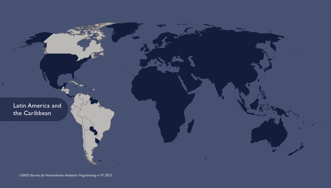 World map highlighting some of the the countries where USAID has provided assistance in Latin America and the Caribbean, Africa, Middle East, North Africa and Europe and Asia