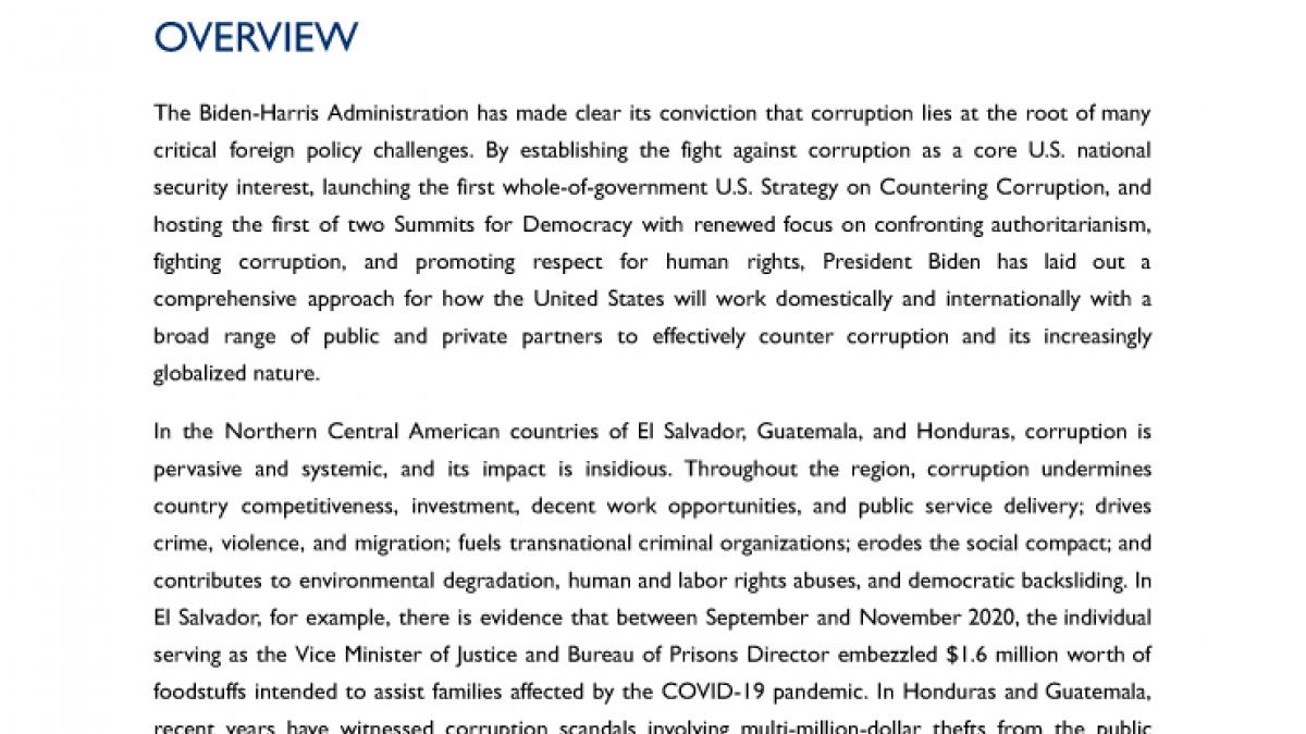 Strategic Approach to Combating Corruption in Northern Central America