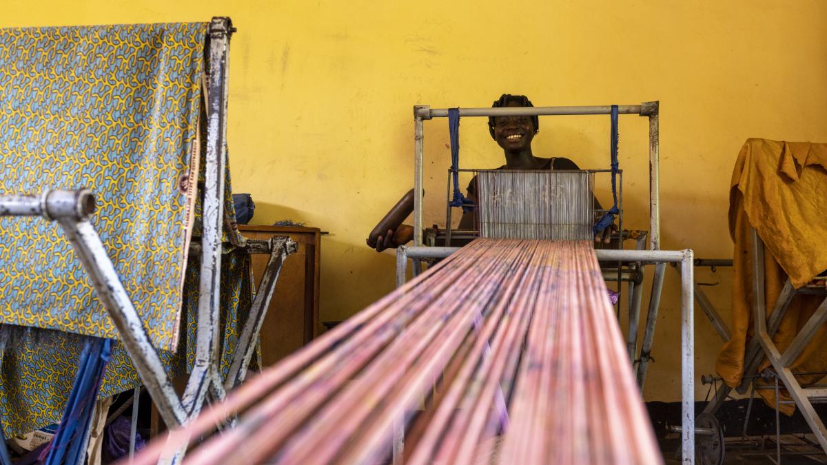 Weaver in Burkina Faso in her workshop