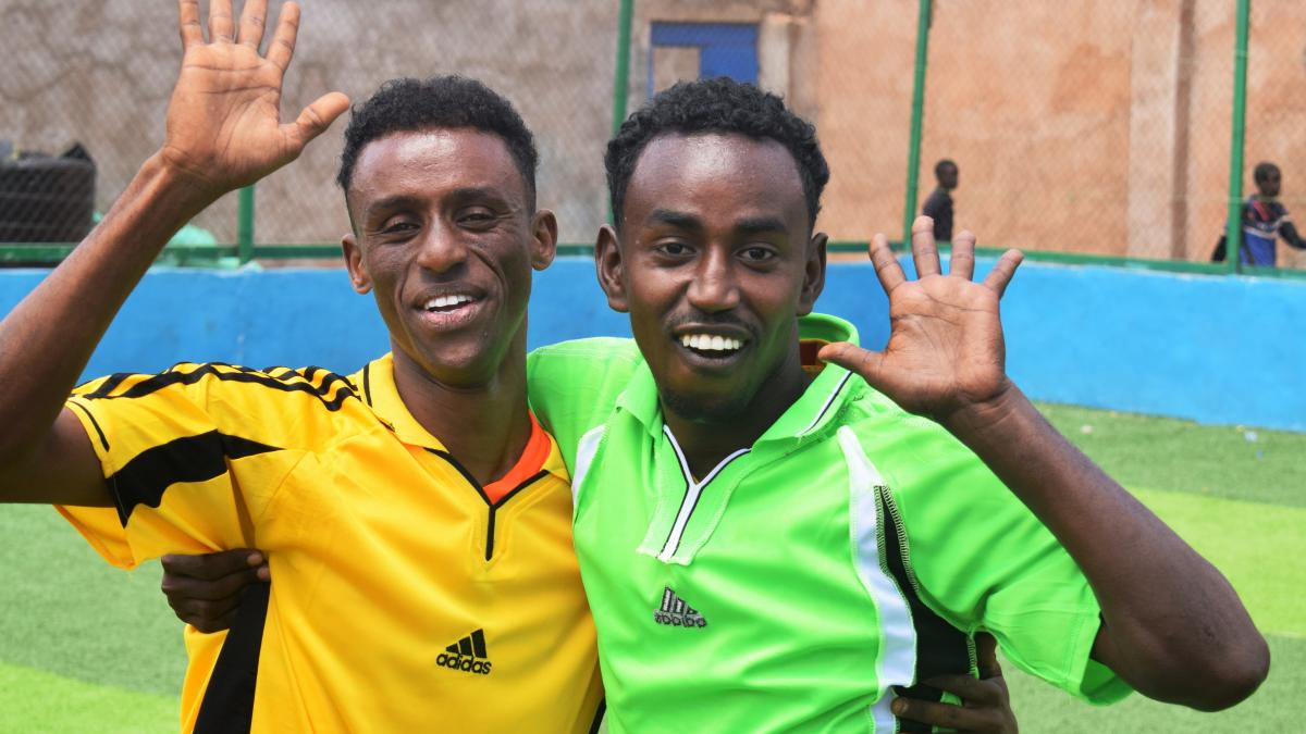 Najib and Abdullahi during a sports drill session in BeletHawa.