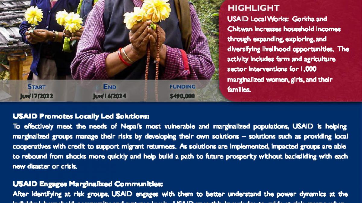 Nepal Snapshot DGO 03 USAID Local Works-Gorkha and Chitwan Cover
