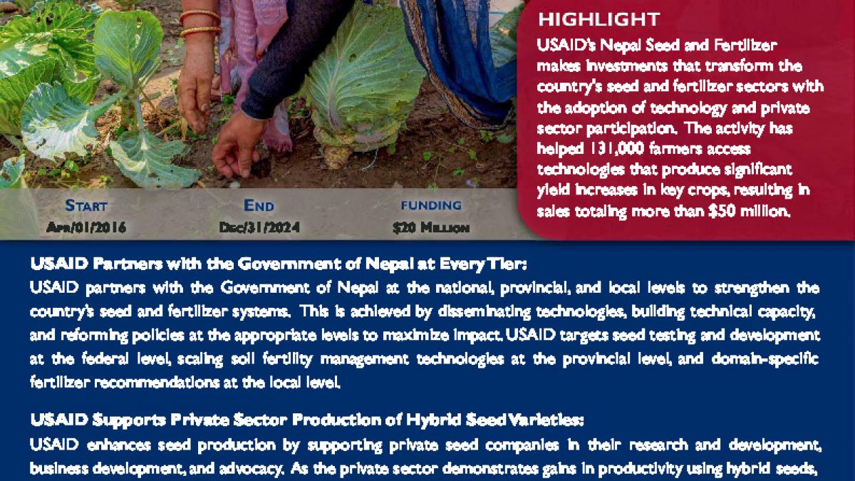 Nepal Snapshot EGO Nepal Seed and Fertilizer Cover