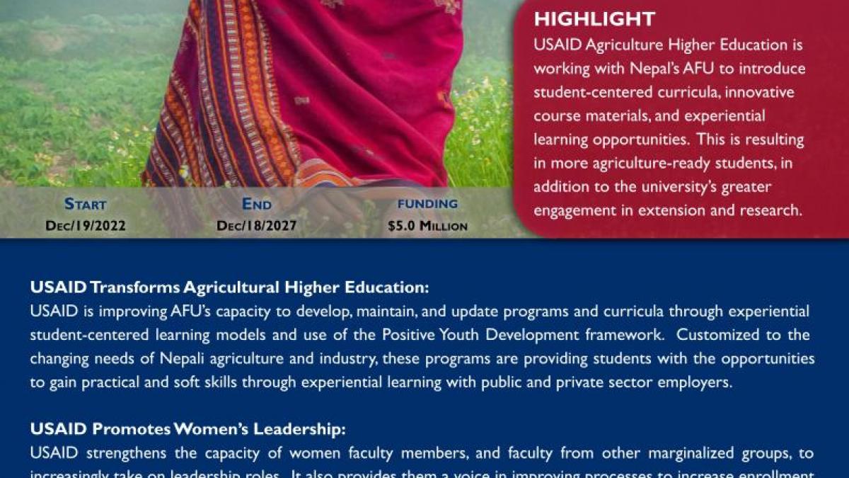 Nepal Snapshot EGO 07 USAID Agriculture Higher Education