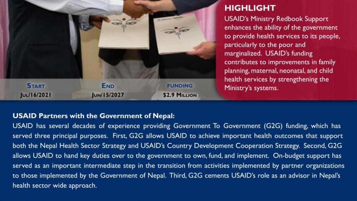 Nepal Snapshot HO 01 Ministry Redbook Support (Fact Sheet)
