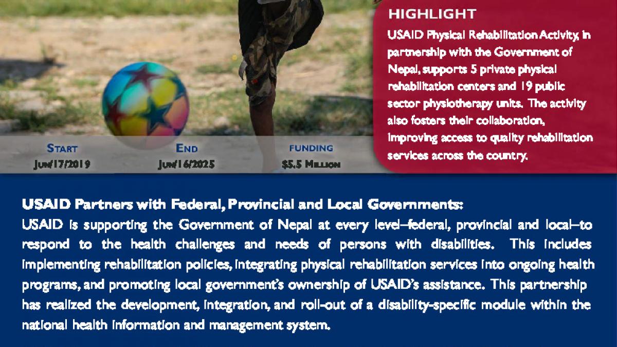 Nepal Snapshot HO USAID Physical Rehabilitation Activity Cover