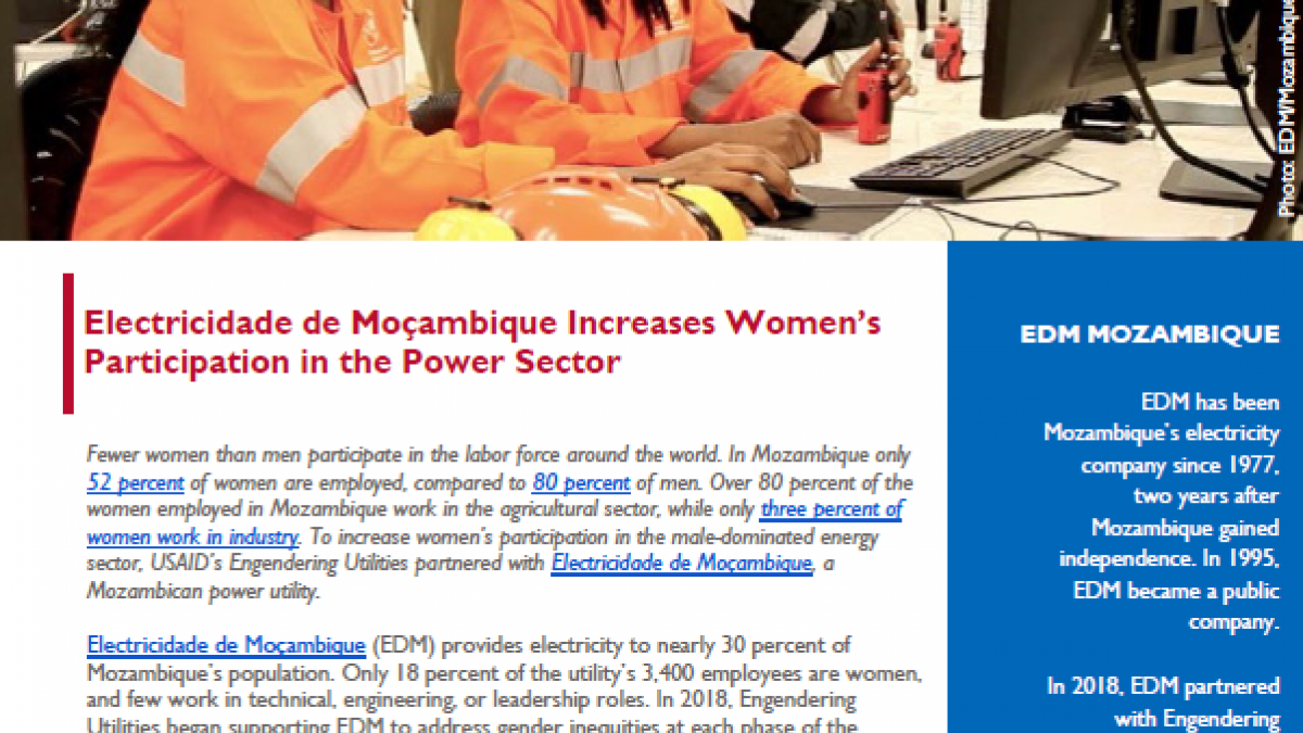 Electricidade de Moçambique Increases Women’s Participation in the Power Sector