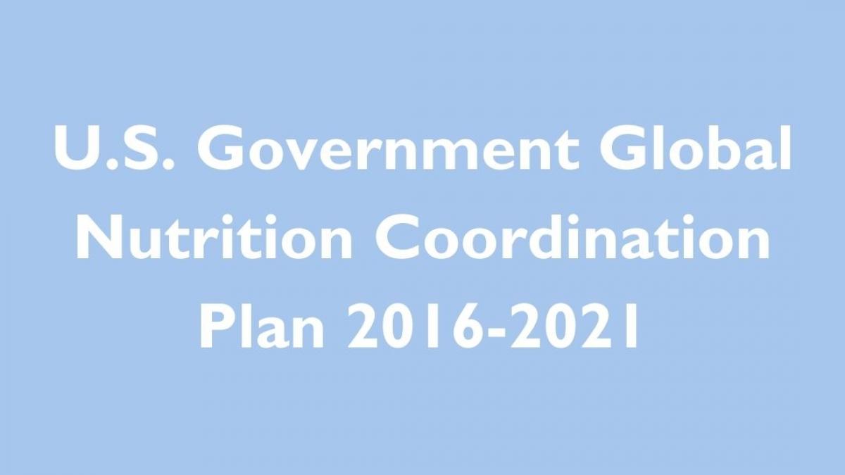 Light blue box with text that reads: U.S. Government Global Nutrition Coordination Plan 2016-2021