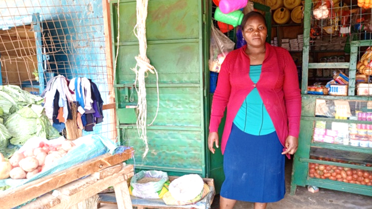 Doreen's store, which had empty shelves and limited options, transformed into a bustling hub of activity, doubling her sales from US$ 20 to US$ 50 daily. Photo credit: Jeftor Olekiremu_ACDI VOCA