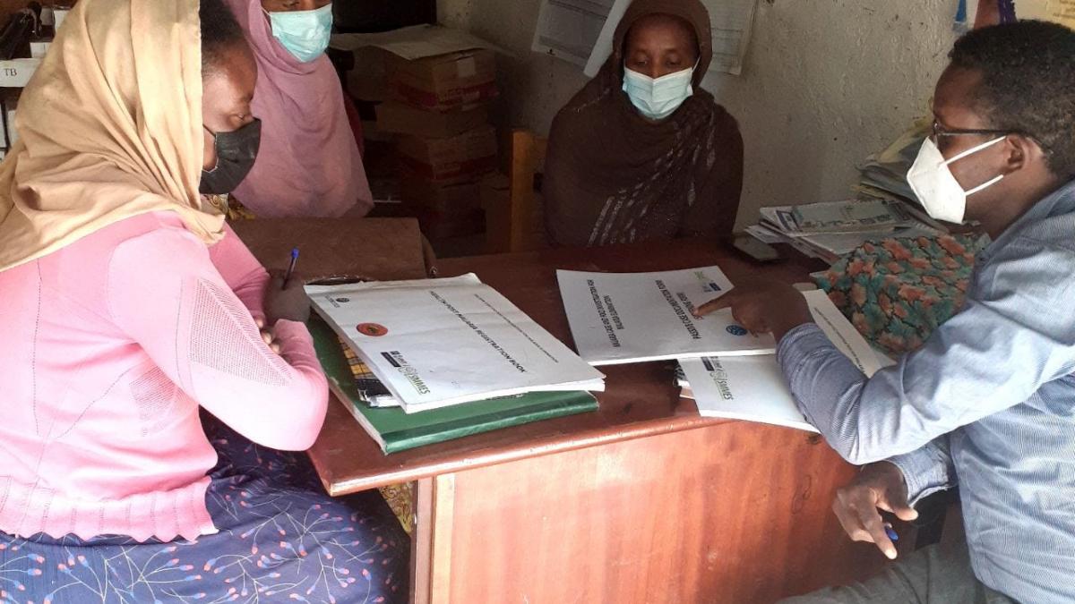 Health extension workers attending an orientation session on tracking malaria cases in the Dodota District Health Office in western Ethiopia. 