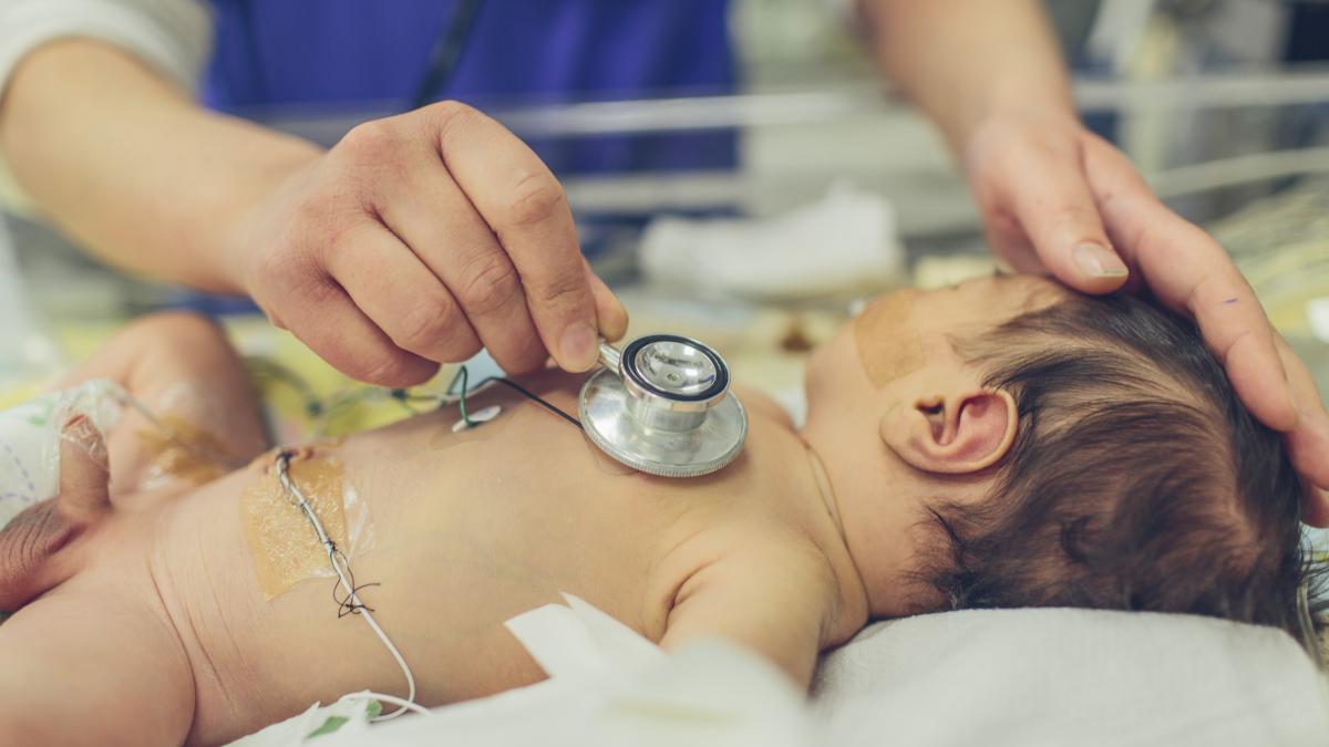 A baby's heart beat being checked