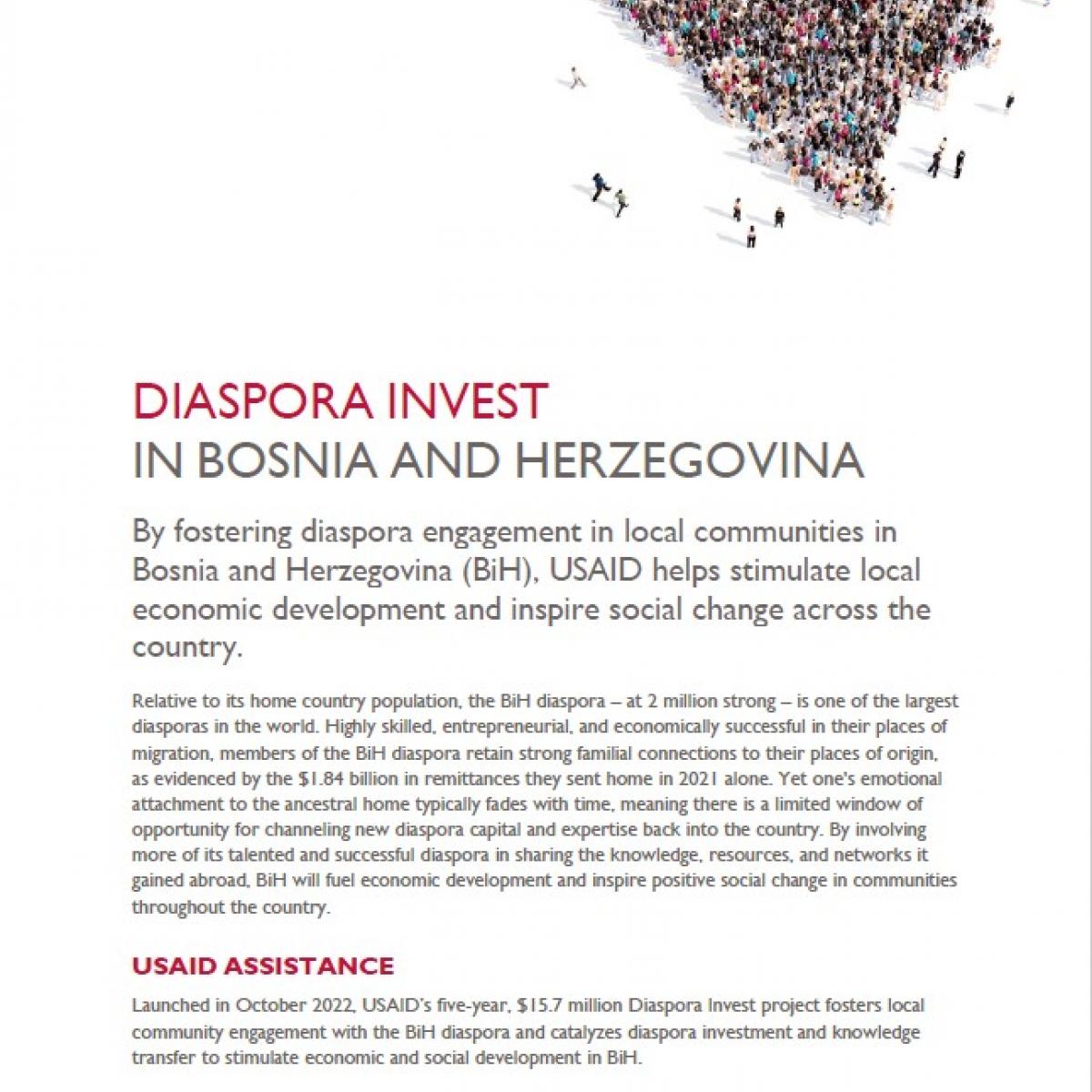 USAID BiH Fact Sheet on Diaspora Invest project