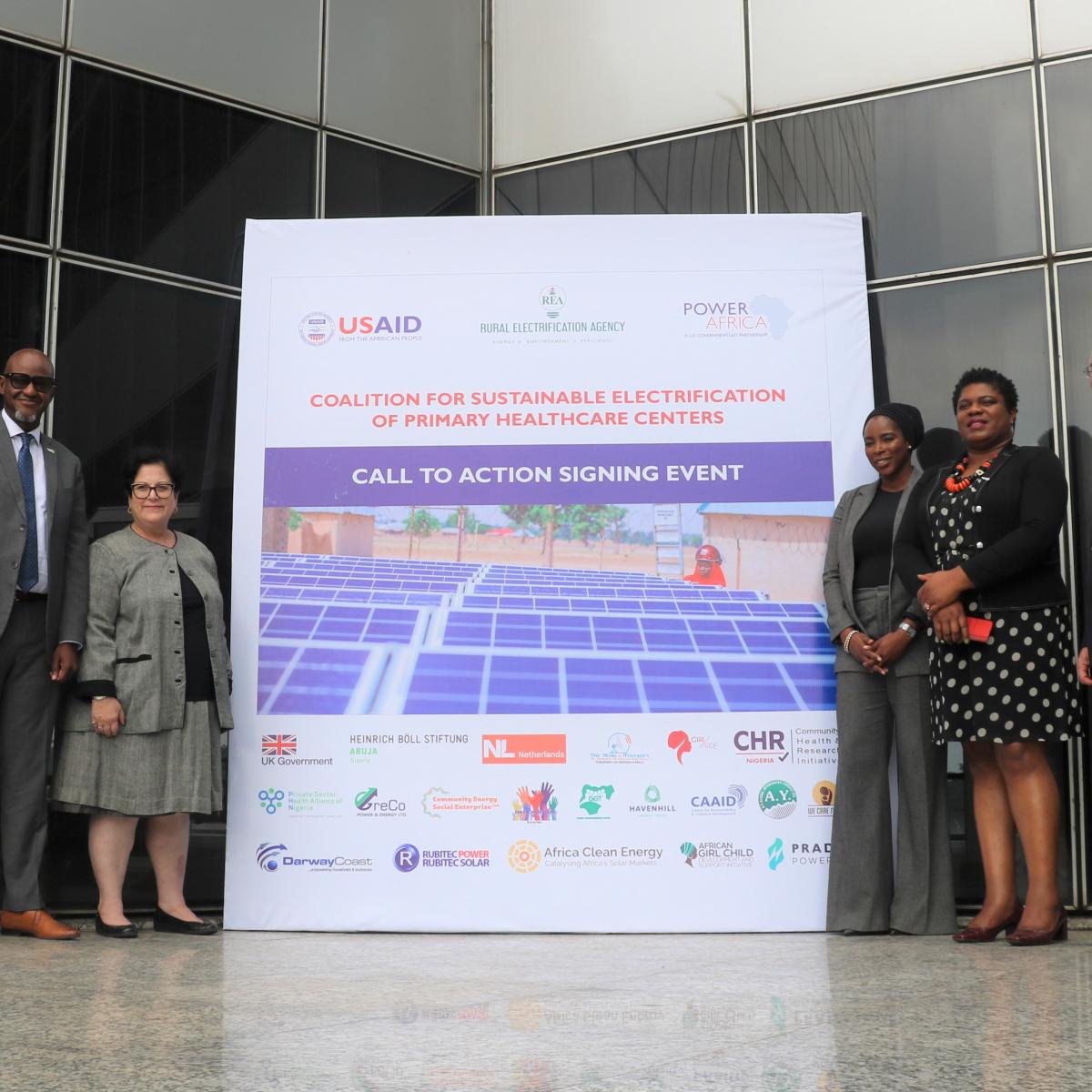 USAID/Nigeria, Power Africa, and the Government of Nigeria Rural Electrification Agency representatives at the call-to-action signing event in Abuja 