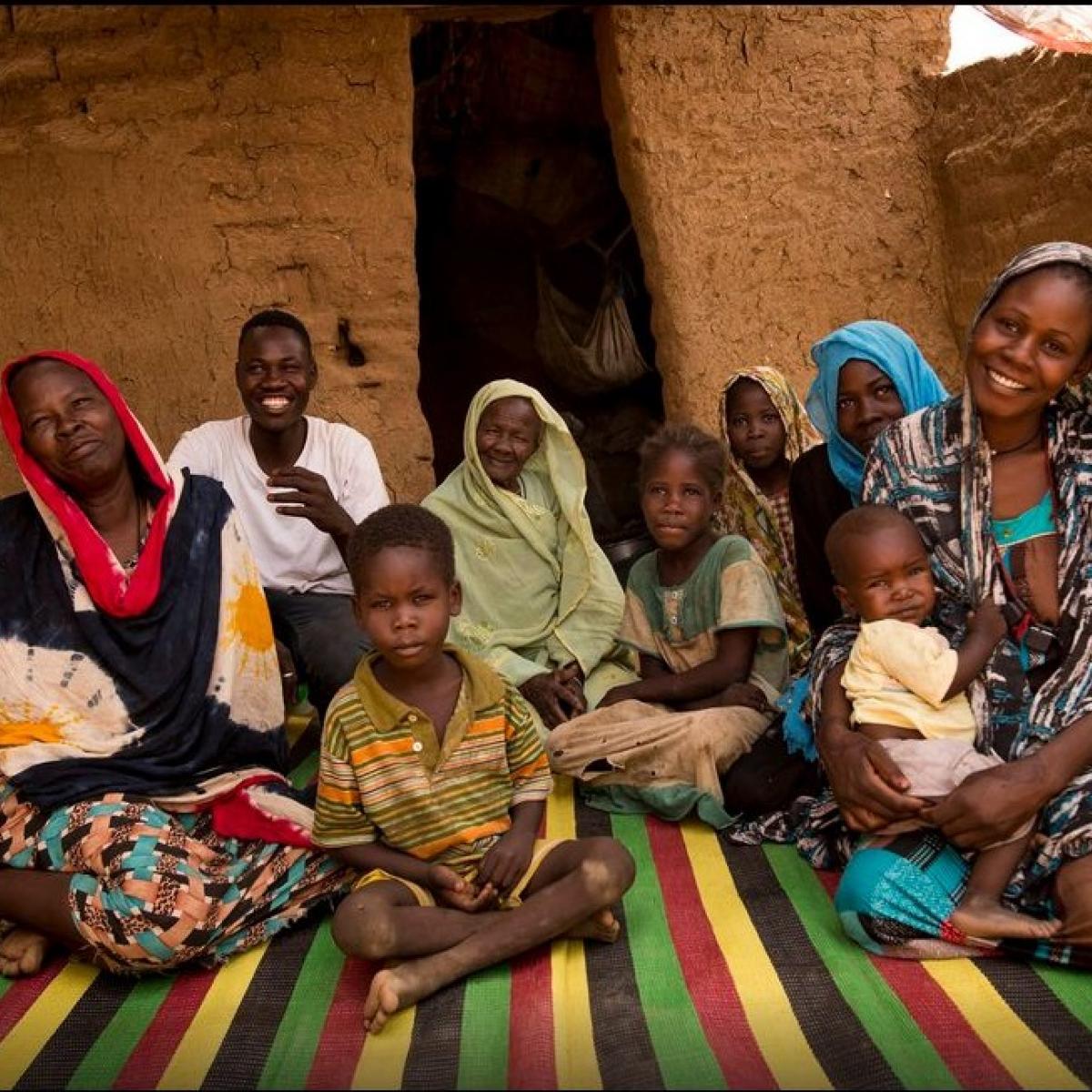 Khadija Abdallah Aboh and her family in Zam Zam Camp, North Darfur