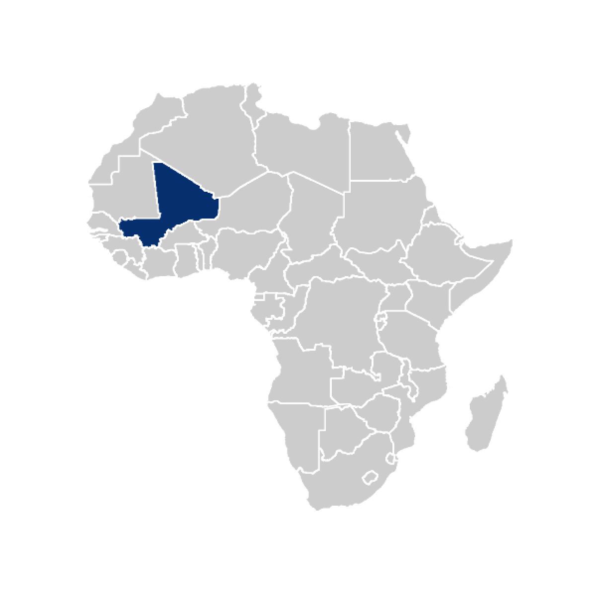 Mali highlighted on Africa map