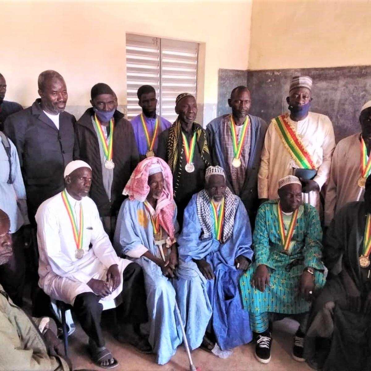 Information day in Kalaké: the mayor with village chiefs and the local social development and solidarity economy department chief