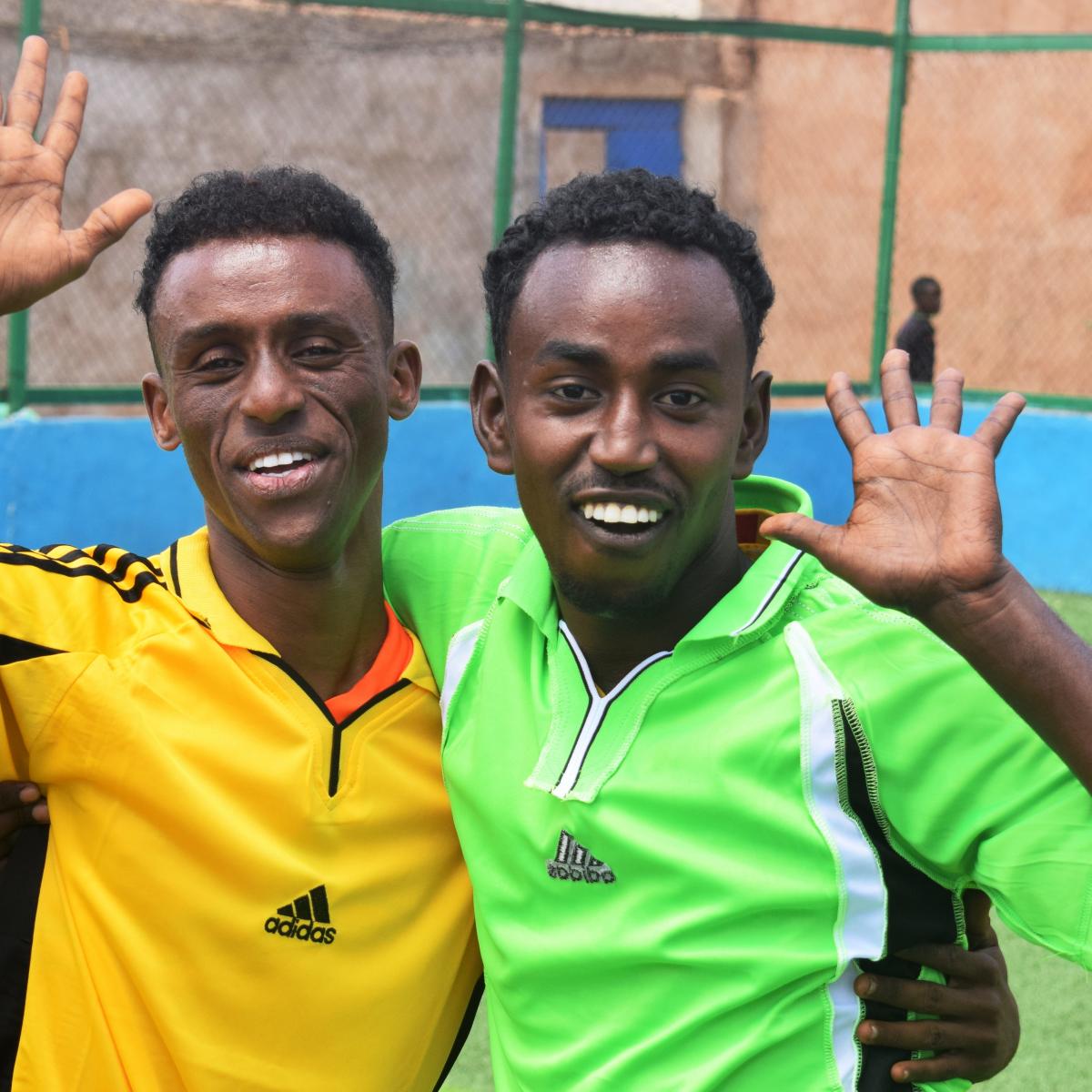 Najib and Abdullahi during a sports drill session in BeletHawa.