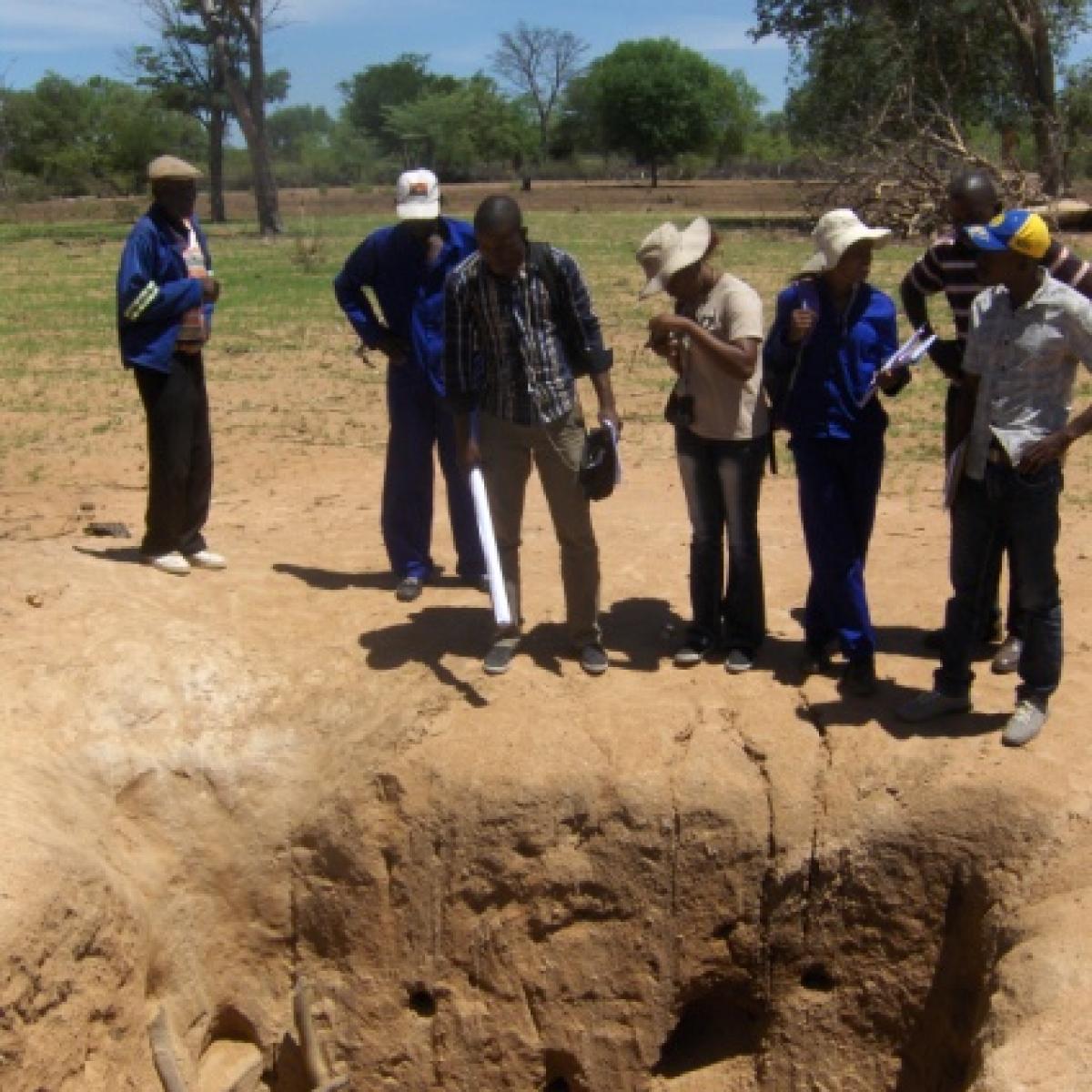 Cunene CPU officials and World Learning staff inspect a new location for a water well that will provide inhabitants and animals 