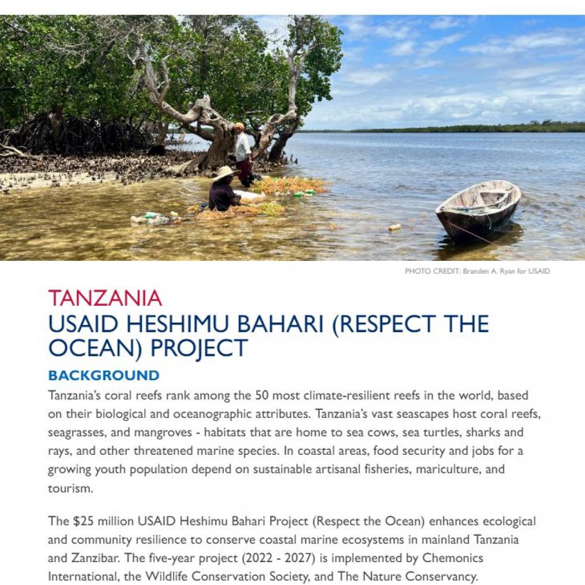 USAID Heshimu Bahari (Respect the Ocean) Project Factsheet