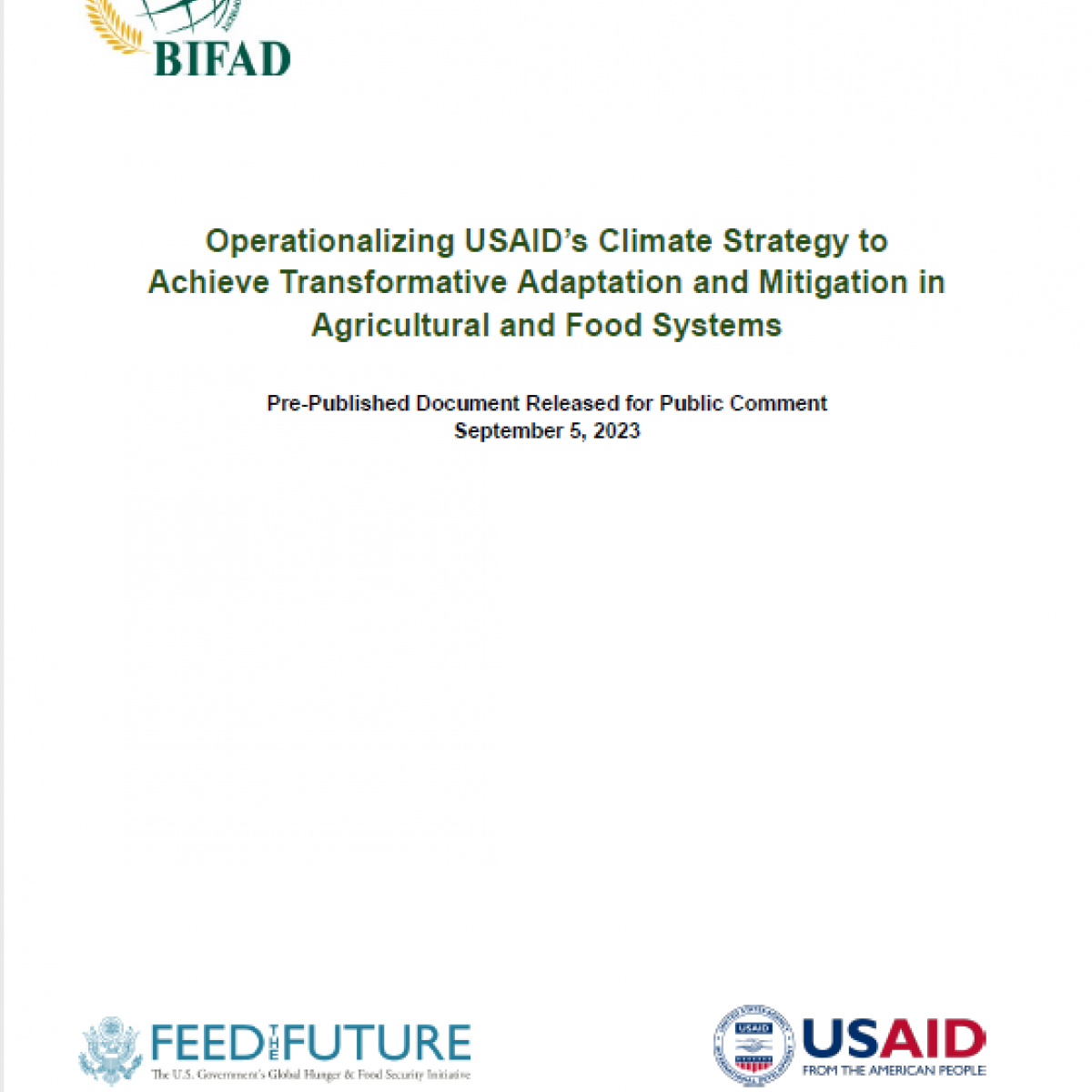 BIFAD Climate Subcommittee Draft Report for Public Comment