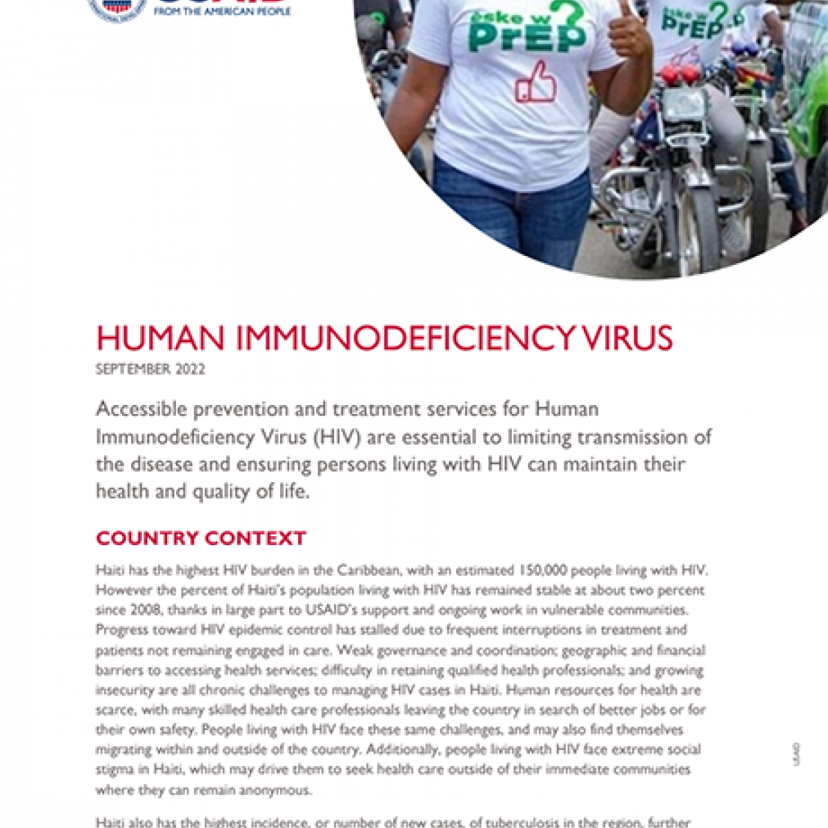 USAID/Haiti: HIV Fact Sheet Thumbnail 