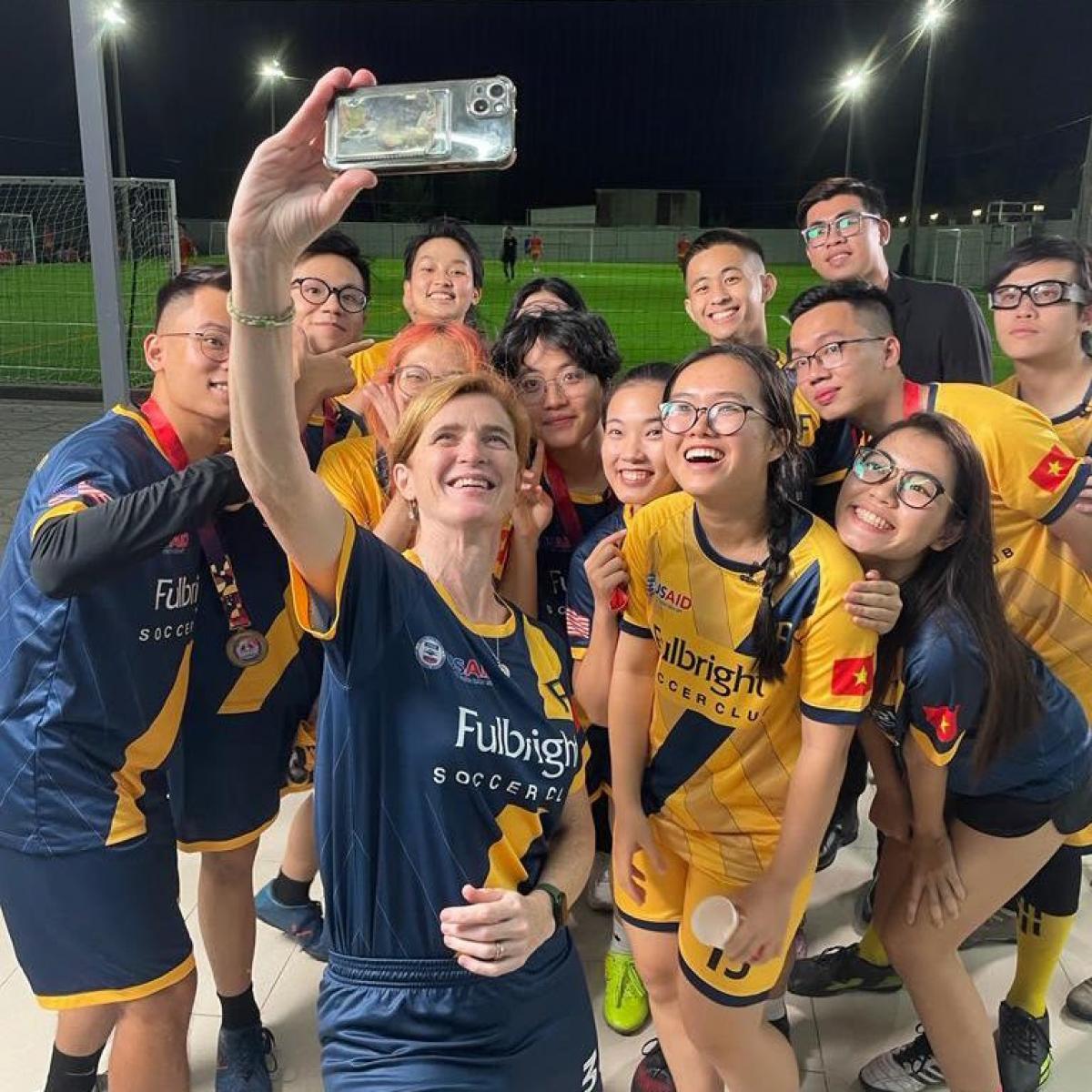 Administrator Power joined students from Fulbright University Vietnam (FUV), the nation’s first independent, nonprofit university, for a soccer scrimmage and was joined by Trần Thị Thùy Trang, a member of the Vietnamese national women’s football team.