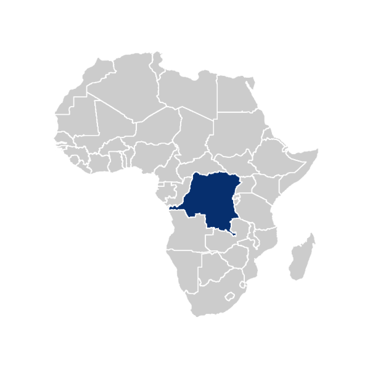 Democratic Republic of Congo highlighted on Africa map