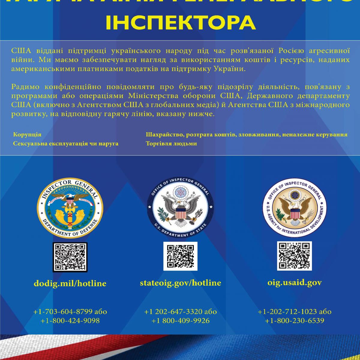 Hotline Information for Reporting Ukraine-Related Misconduct (Ukrainian