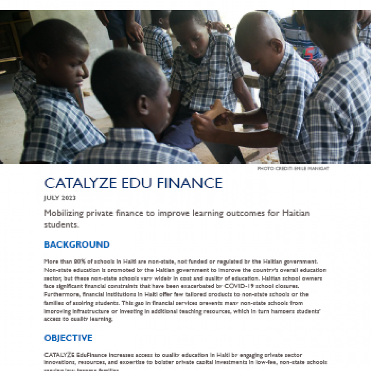 HAITI- Catalyze EDU Finance Thumbnail
