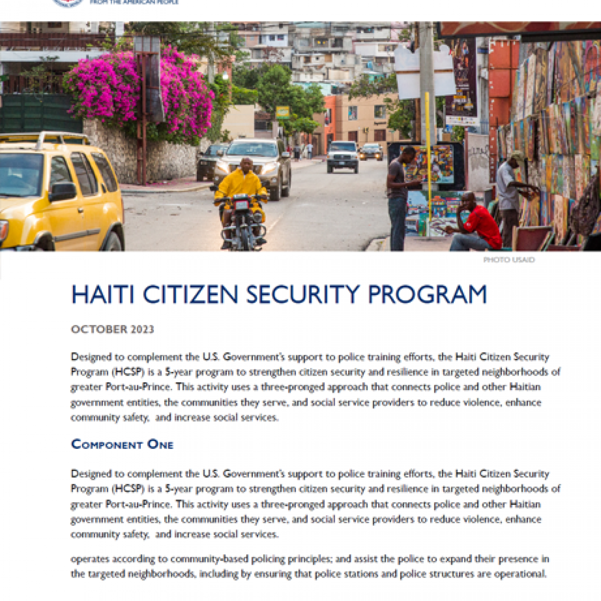 Thumbnail for Haiti Citizen Security Program Fact Sheet