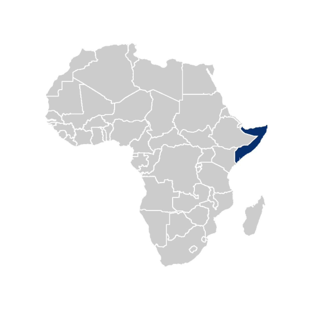 Somalia highlighted on Africa map