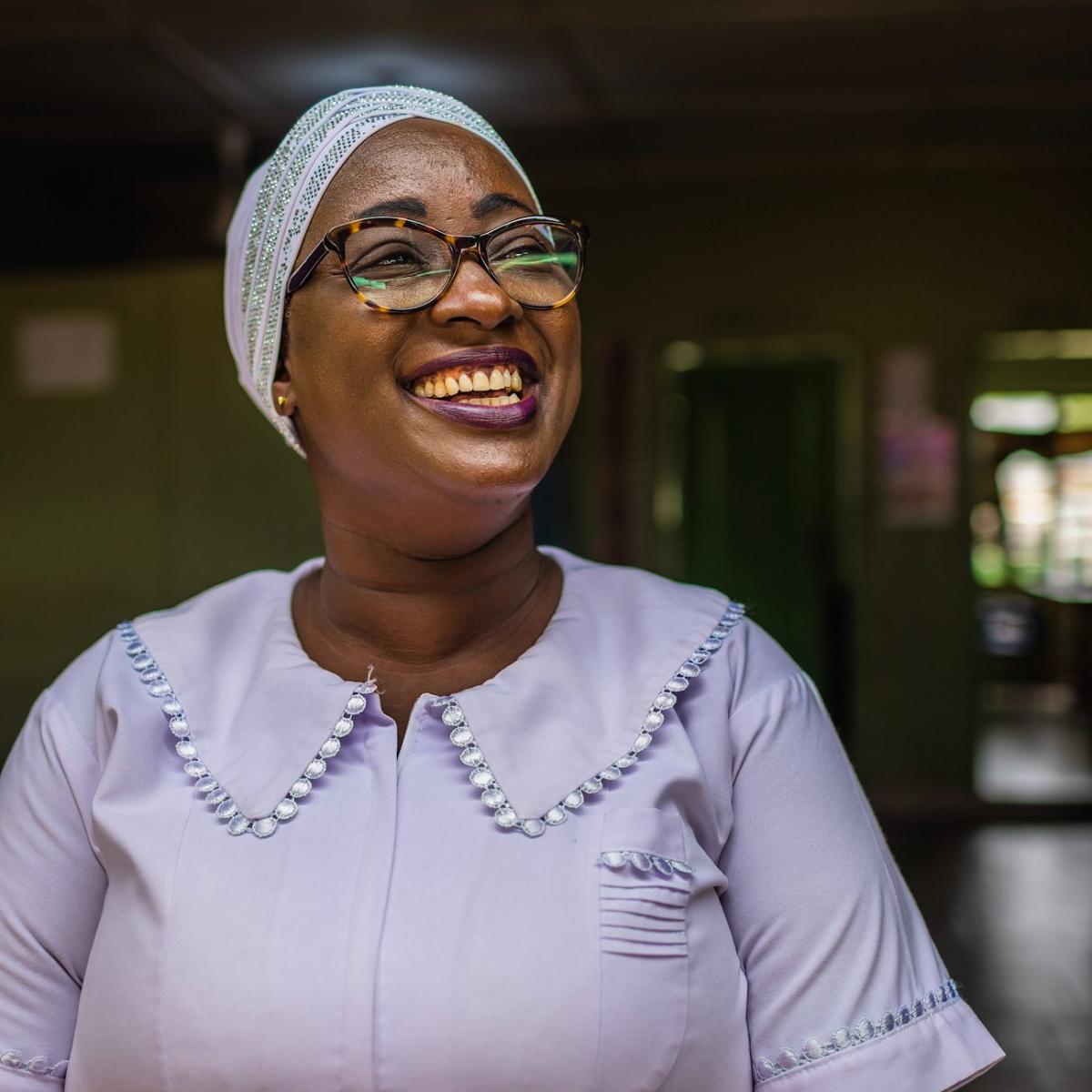 Adama Musah, pictured here, is the lead midwife at Tamale Reproductive and Child Health Center in northern Ghana.