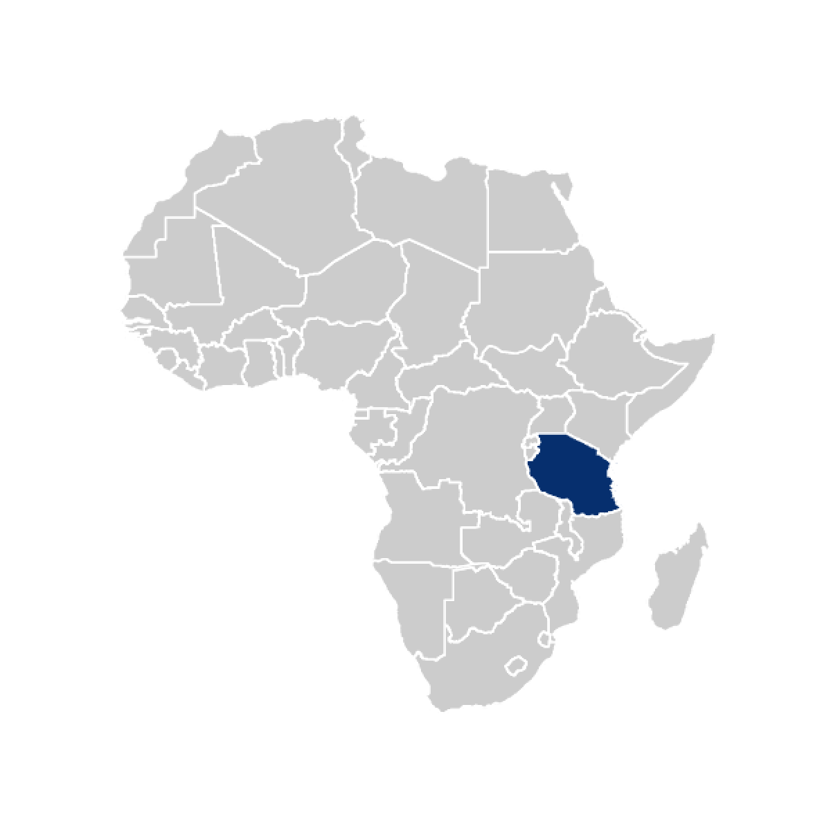 Tanzania highlighted in Africa map