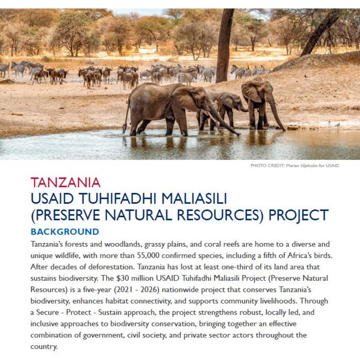 USAID Tuhifadhi Maliasili (Preserve Natural Resources) Factsheet