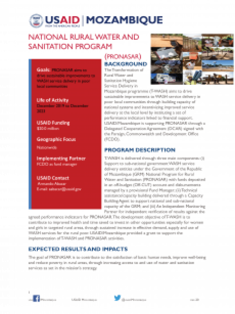 National Rural Water and Sanitation Program (PRONASAR) 