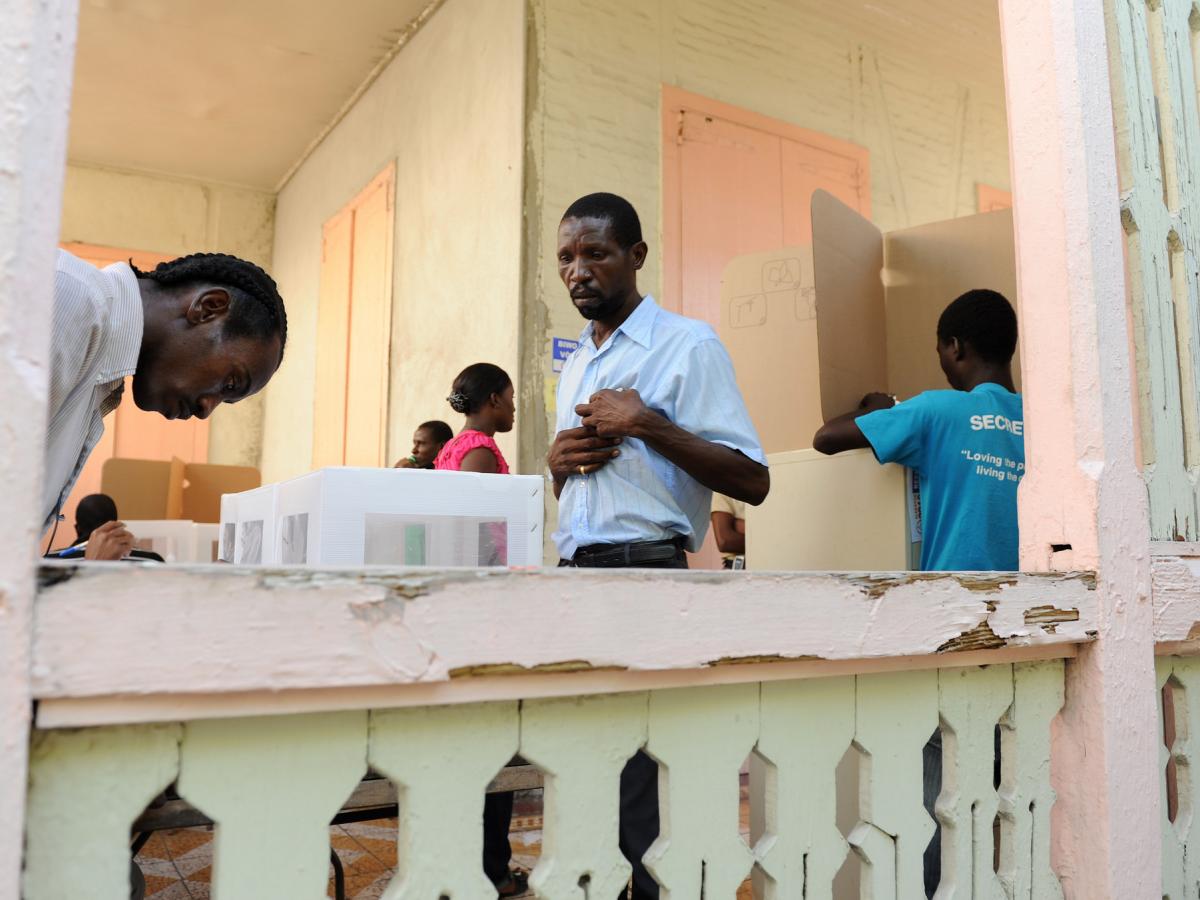 Haitians voting