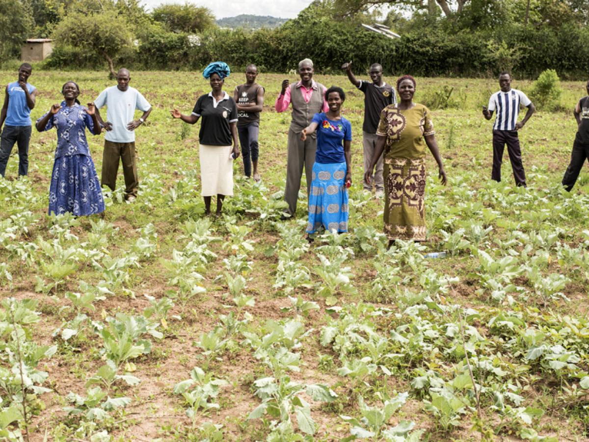 Climate youth leaders work in a field