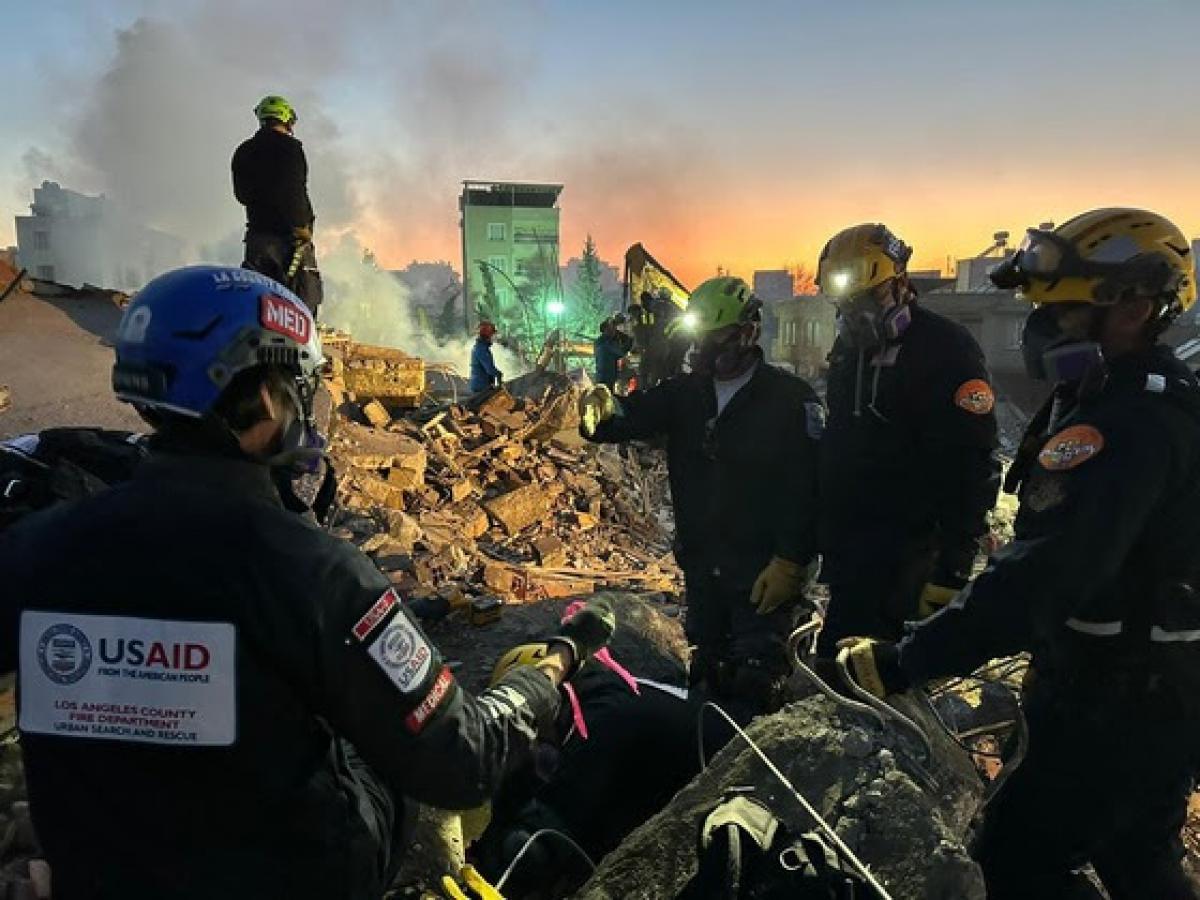 The DART comprised more than 200 staff at its peak, including 164 USAR professionals as well as 12 search and rescue canines, making this one of USAID's largest disaster deployments in recent history.