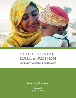 2012 Call to Action cover with a woman in a yellow head covering holding a baby