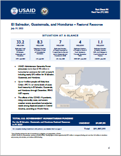 2022-07-19 USG El Salvador, Guatemala, and Honduras Regional Response Fact Sheet #4