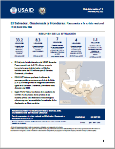 2022-07-19 USG El Salvador, Guatemala, and Honduras Regional Response Fact Sheet #4 - Spanish