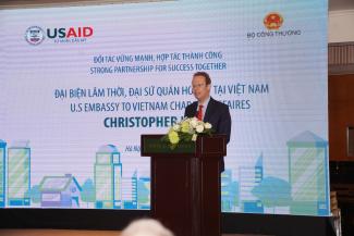 U.S. Chargé d’Affaires Christopher Klein speaks at at the event.