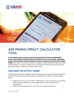 Cover of the ASM mining impact calculator tool fact sheet