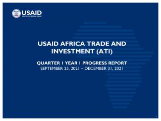 UUSAID AFRICA TRADE AND INVESTMENT Q1 PROGRESS REPORT 
