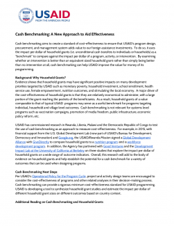 Cash Benchmarking: A New Approach to Aid Effectiveness