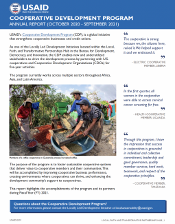 Cooperative Development Program Annual Report (October 2020 - September 2021)