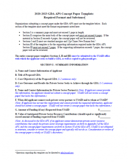2020-2023 GDA APS Concept Paper Template: Required Format and Substance cover