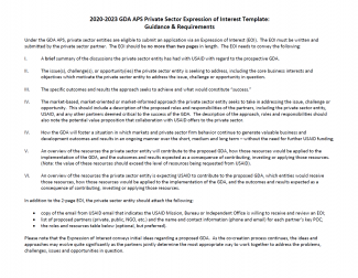2020-2023 GDA APS Private Sector Expression of Interest Template: Guidance & Requirements cover
